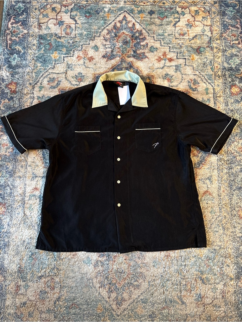 Vintage Fender Guitar Bowling Button-up Shirt Size XL
